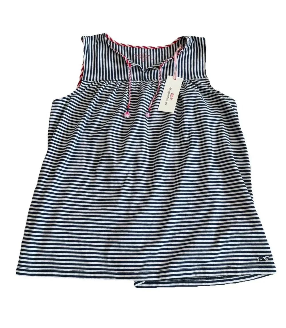 NWT Vineyard Vines Girls Tank Top Size XL Extra Large Blue White Stripe preppy